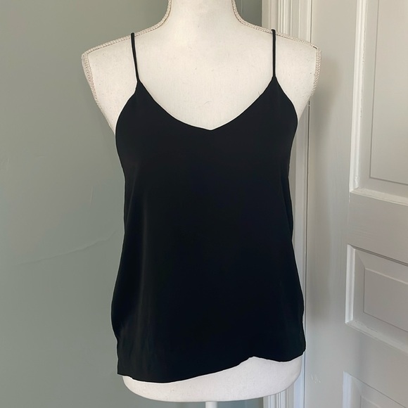 H&M black spaghetti strap flowy tank top size small 4 summer basic - Picture 1 of 3